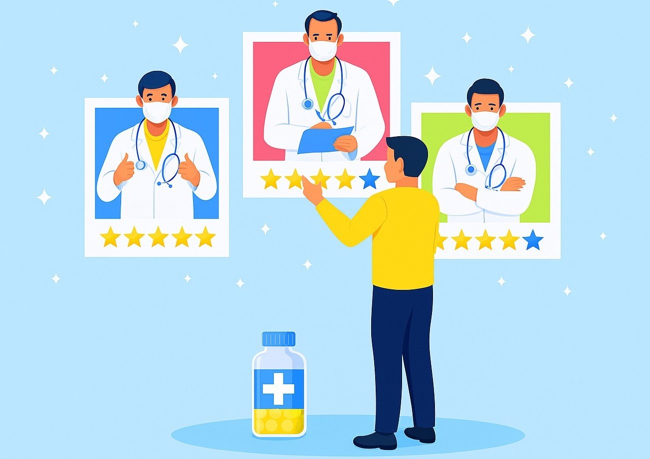 Illustration of comprehensive medical care icons